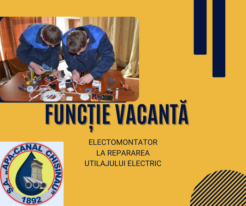 Funcție vacantă de electromontator la repararea utilajului electric!